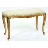 A French carved, painted and giltwood window seat, late 19th / early 20th c, in Louis XV style, 65cm