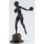 An art deco bronze statuette of a tambourine dancer, second quarter 20th c, cast from a model by