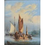 Dutch School - Shipping Becalmed, oil on panel, 19.5 x 15.5cm Some possible localised restoration,