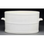 A Staffordshire oval creamware footbath, second half 19th c, 41cm over handles, impressed M Of
