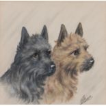 L W Fraser (20th c) - Portraits of Dogs, a set of three, all signed, pastel, 23 x 25.5cm (3) Good