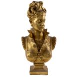 A gold painted bust of a regal or noble lady, 20th c, in 18th c style, 65cm h Slightly chipped