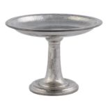Liberty & Co. A Tudric pewter tazza, c1915, hammer textured, 16.5cm h, stamped TUDRIC PEWTER 0 1 3 8