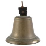 A bronze bell, early 20th c, 19cm h Dusty / dirty; with later improvised clapper