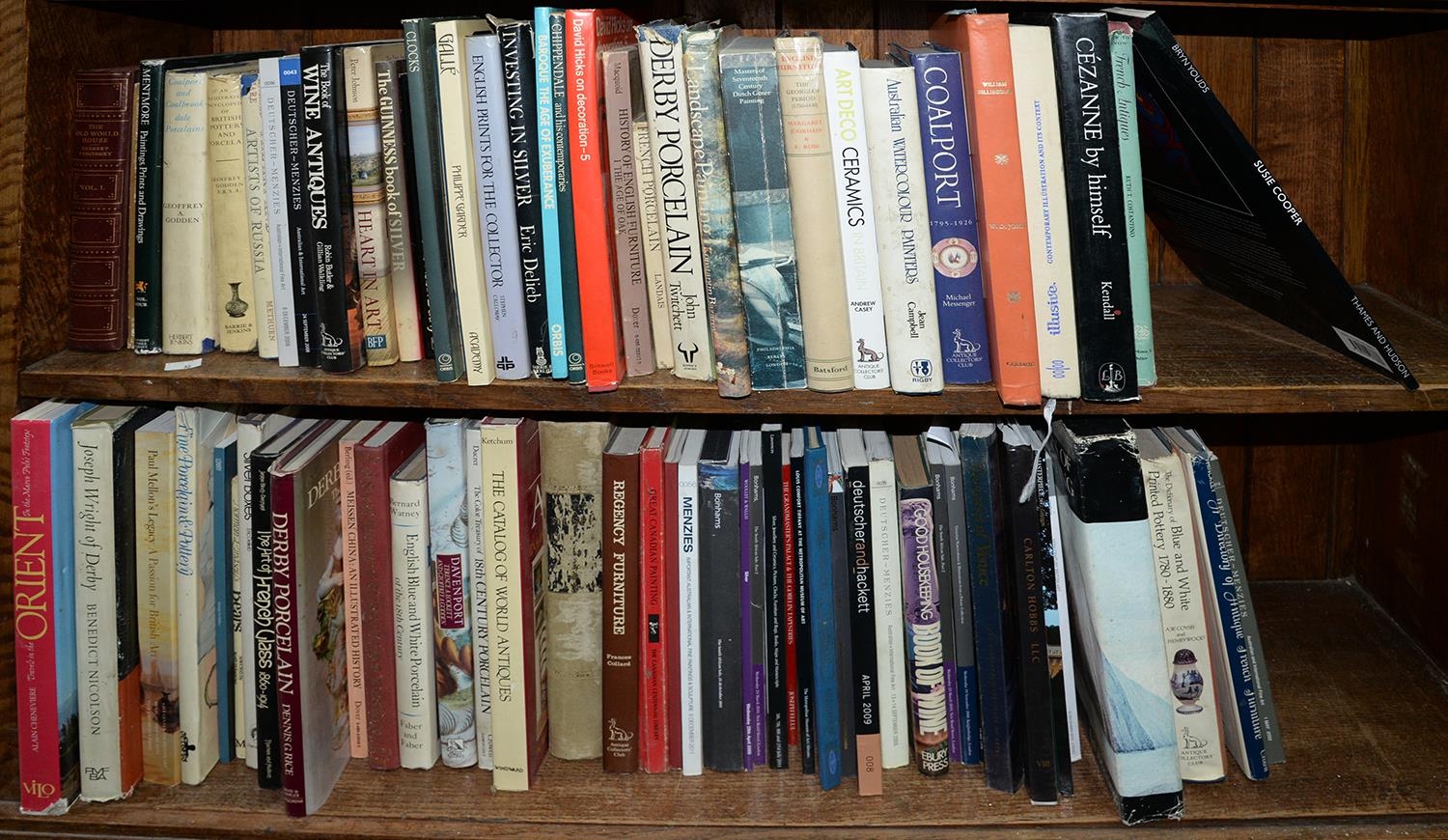 Four shelves of books, including art reference, ceramics, glass, silver and metalware, fine art - Image 2 of 2