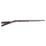 An English 12 bore percussion sporting gun, first half 19th c, the half stocked octagonal barrel