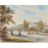 Jane Hill of Hawkstone Manor (1808-1894) - Totnes Bridge, Devon, inscribed Totnes Bridge from the