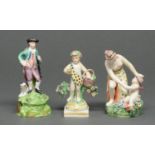 Two Staffordshire earthenware figures and a group of Venus and Cupid, c1830 and mid 19th c, the last