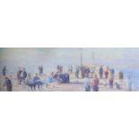 Christopher Geall (1965 - ) - Whitby, signed, oil on canvas, 50 x 160cm, unframed Good condition