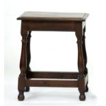 An oak joined stool, 17th c style, 55cm h; 29 x 45cm Good condition