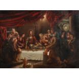 English School, early 19th c - The Last Supper, signed (Turnbull Pinxt), oil on canvas laid on