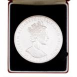 Silver coin. Falkland Islands proof commemorative £25, 1985, cased