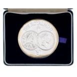 Royal Mint Eleven Hundred Years commemorative medal, 1986, silver, 63mm, cased, 4ozs 15dwts