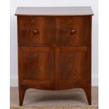 A Victorian bow fronted mahogany commode, 70cm h; 38 x 58cm Minor veneer crack across front, top