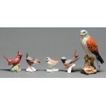Five Royal Worcester, Hummel and Beswick models of birds, 16.5cmand smaller, impressed or printed