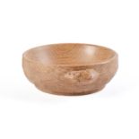 A Robert 'Mouseman' Thompson oak nut bowl, 15cm diam, carved mouse 'signature' Good condition