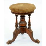 A Victorian walnut bureau stool Minor knocks and scratches, requires some cosmetic restoration