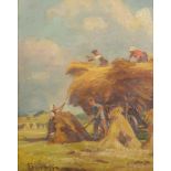 Northern European School, 20th c - Loading Hay, signed Bardoff, oil on canvas, 49 x 39cm Good