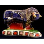 A Royal Crown Derby Grecian Bull paperweight
