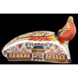 A Royal Crown Derby Golden Pheasant paperweight, box