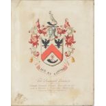 English Herald Painter, 19th c - The Armorial Bearings of George Francis, Barrister of Law, pen, ink