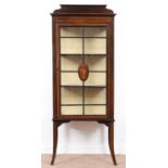 An Edwardian mahogany china cabinet, the glazing bars to the door centred by an oval medallion