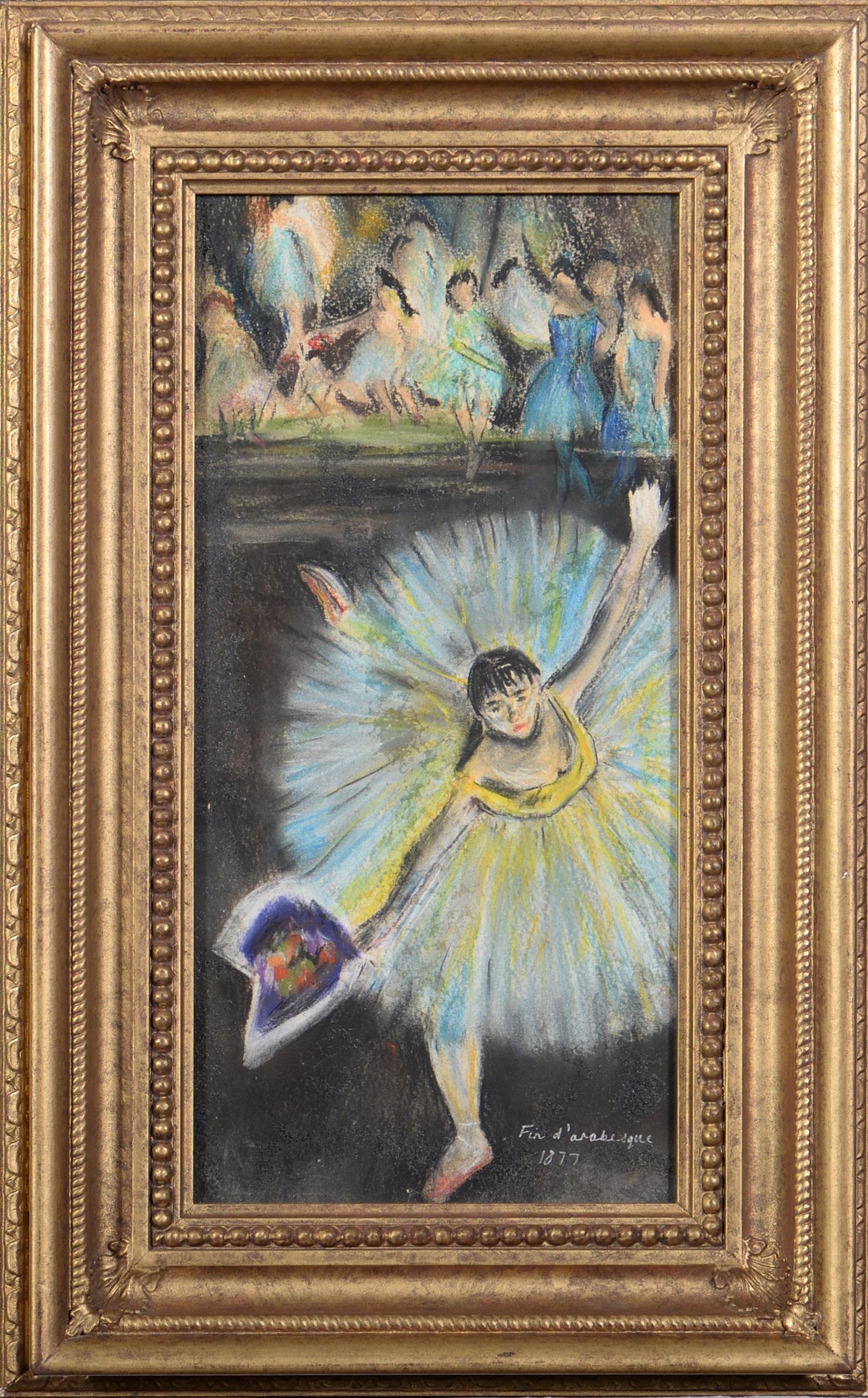 After Edgar Degas - Fin d'Arabesque, bears inscription and date, pastel, 38 x 18cm Good condition - Bild 2 aus 3