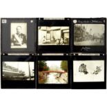 Japan. Forty-three 3¼ x 3¼" glass magic lantern slides, early 20th c, various subjects As a lot in