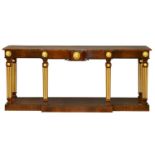 A parcel gilt mahogany breakfront serving table in Regency style, by R & D Davidson, London, applied