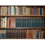 Five shelves of books, English literature, to include sets of R L Stevenson and W Thackeray, 19th