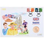 Gold coin. United Kingdom £5 2003, in a commemorative first day cover