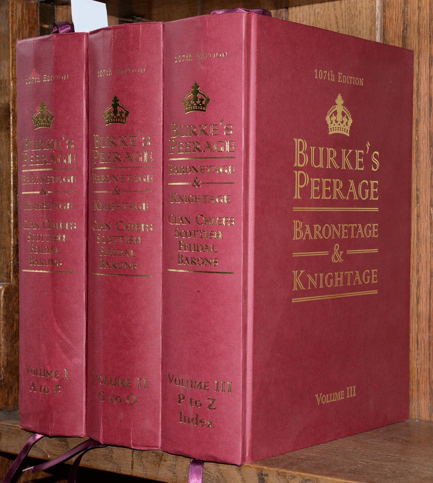 Burke's Peerage Baronetage & Knightage: Clan Chief's Scottish Feudal Barons, 107th edition, three