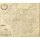 Robert Morden - Leicestershire, double page engraved map, 1695, hand coloured in outline, 38 x