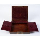 A Victorian brass inlaid portable rosewood writing slope, with tooled maroon leather lined