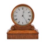 A French oak mantel timepiece, late 19th c, with enamel dial and Breguet hands, 16cm h Restored,