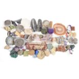 Minerals. Miscellaneous specimens and several crystals, polished, including amethyst, jasper,