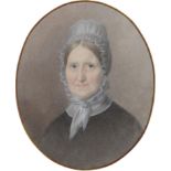 A Victorian overpainted photograph of Margaret Woods (1778-1868), a plain Quaker, head and