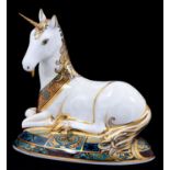 A Royal Crown Derby Unicorn paperweight, designed to celebrate the New Millennium, numbered 1777,