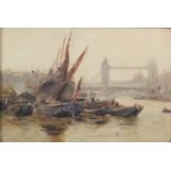 English School, 1895 - Tower Bridge, signed with initials M L and dated, watercolour, 16 x 24cm