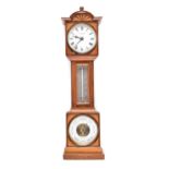 A Victorian rosewood and inlaid miniature longcase timepiece with barometer and thermometer,