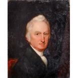 Attributed to C M Aldis (Fl. 1835-1842) - Portrait of a Samuel Woods, bust length, in a black coat