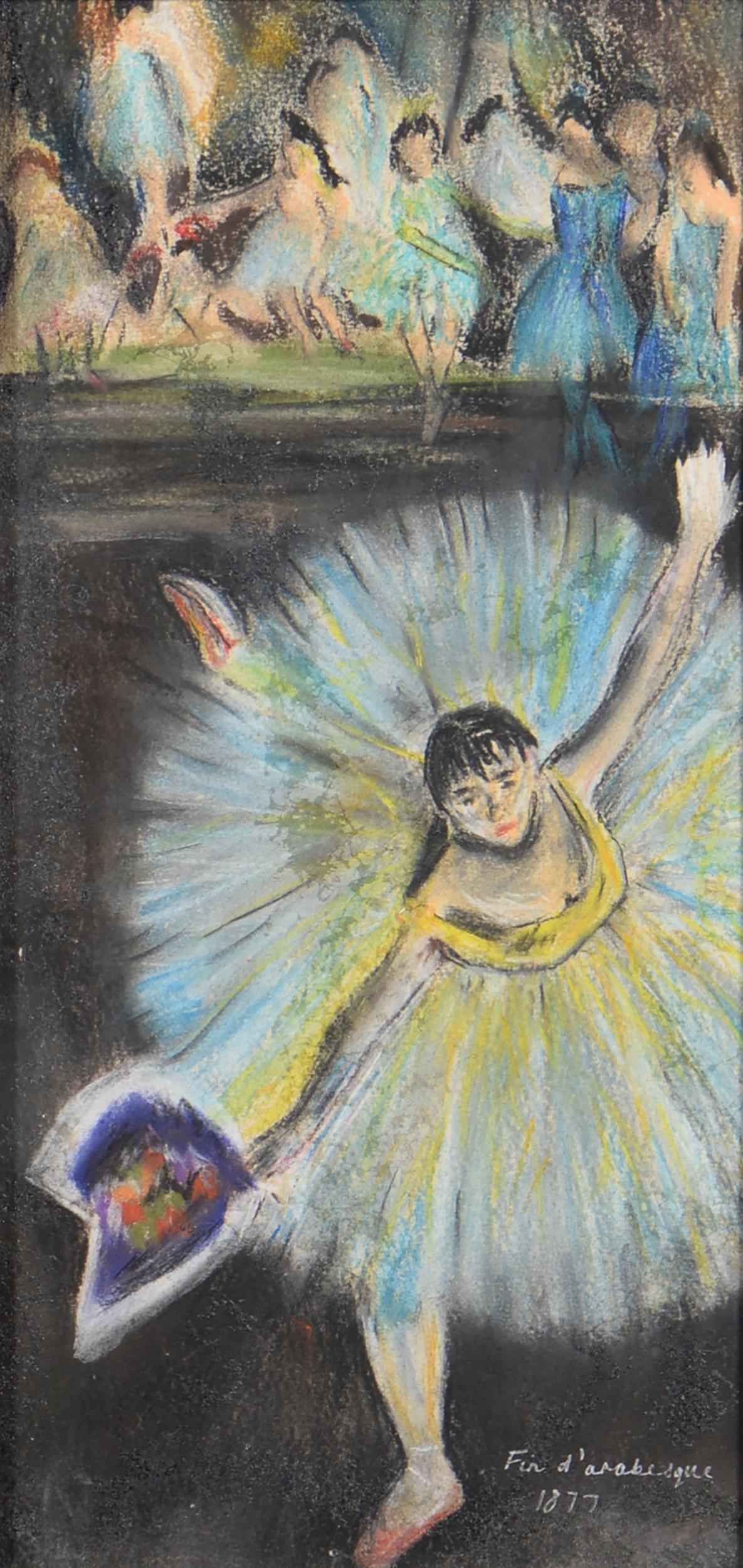 After Edgar Degas - Fin d'Arabesque, bears inscription and date, pastel, 38 x 18cm Good condition