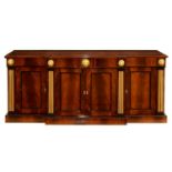 A parcel gilt mahogany breakfront sideboard in Regency style, by R & D Davidson, London, applied