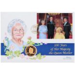 Gold coin. United Kingdom £5 2000, in a commemorative first day cover