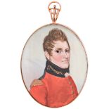 Frederick Buck (1771-1839) - Portrait miniature of an Officer, in red tunic with black collar and