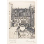 English School, late 19th c - Shipping off Whitby, watercolour, 14 x 26cm, Austin Smith - Dawn