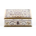 A French Boulle, ivory and rosewood jewel box, 19th c, with mother of pearl accents, key, 16cm