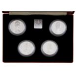 Silver coins. United Kingdom decimal proof crowns, 1972-1981, four, cased