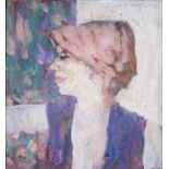 British School, 20th c - Portrait of a Woman, oil on hardboard, 38.5 x 36cm ConditionGood condition