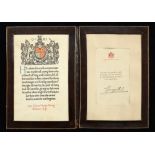 World War One commemorative scroll, Captain Edward George Harvey, Wiltshire Regiment, leather